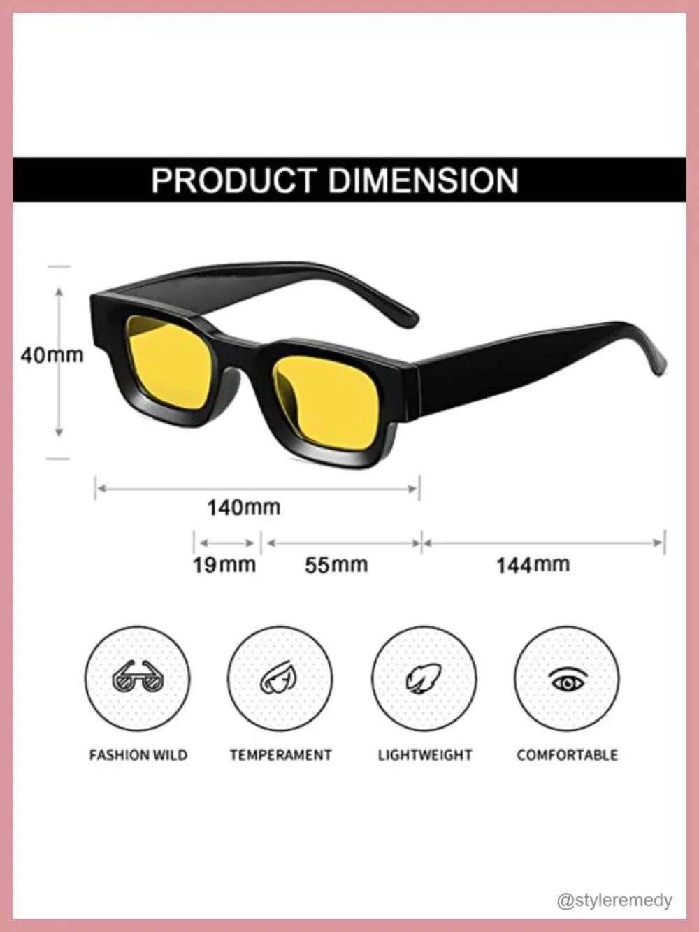 Thick Square Frame Polarized Sunglasses UV400 Protection Unisex